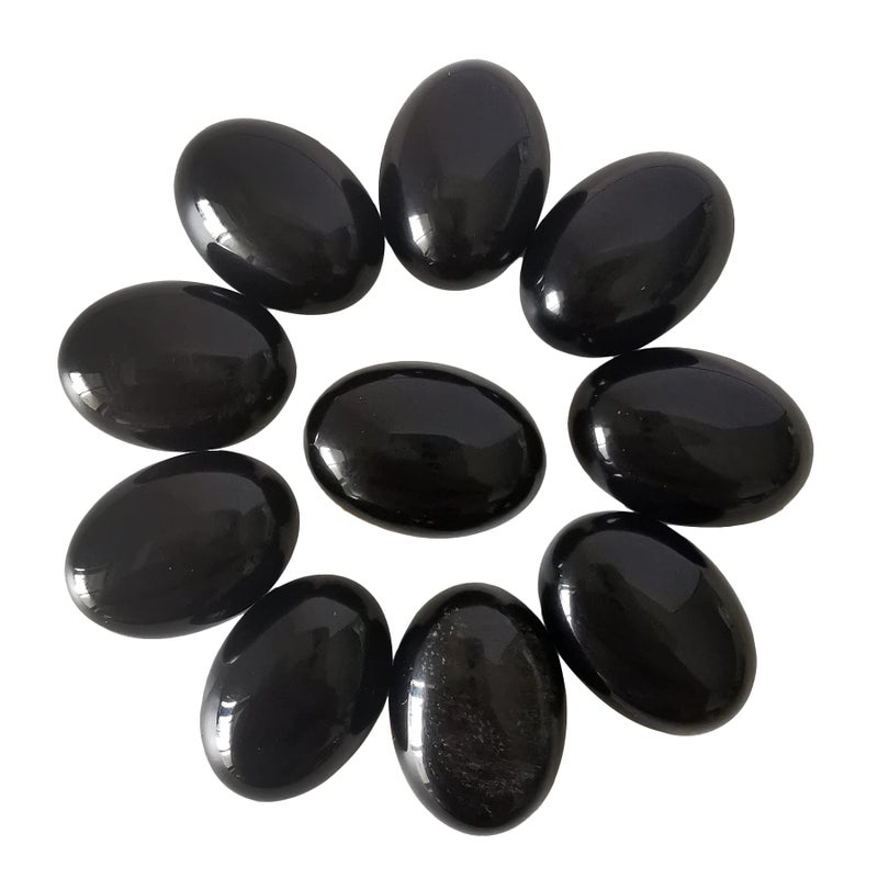 Loveliome 18x13mm Oval Cabochons Flatback Crystal Stone Gemstones Beads for Jewelry Making DIY Pack of 10  Black Obsidian - Image 1